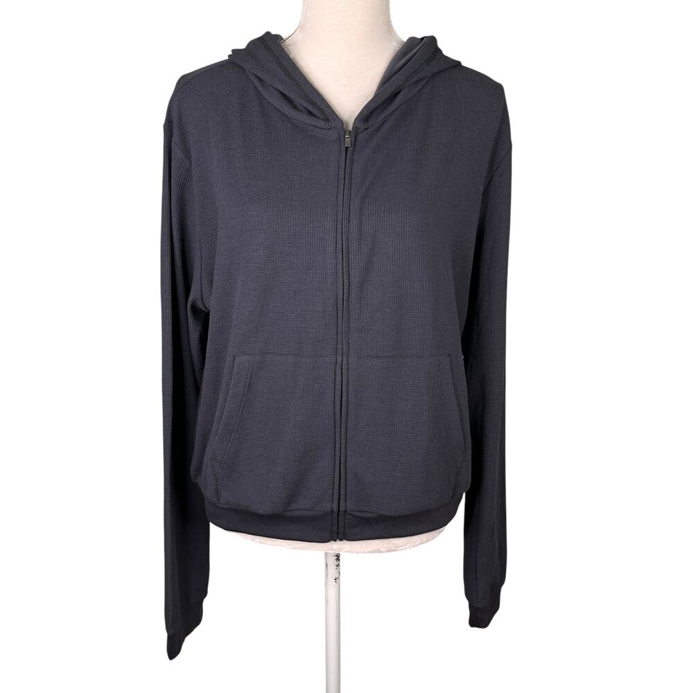 Fabletics Donna Lounge Hoodie Waffle XXL 14/16 Pewter Gray New